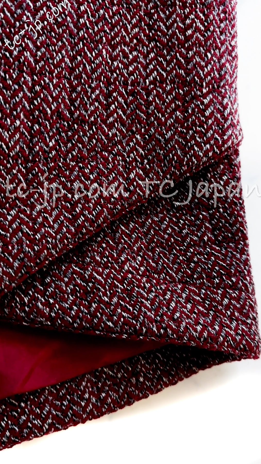 CHANEL 08A Red Grey Wool Tweed Jacket Skirt Suit 36 シャネル レッド・グレー・ウール・ツイード・ジャケット・スカート スーツ