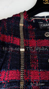 CHANEL 08S Red Navy Chain Tweed Jacket 36 38 シャネル レッド・ネイビー・チェーントリミング・CCロゴ・ジャケット 即発