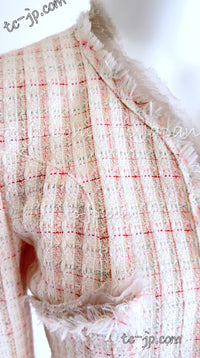 CHANEL 04C Ivory Mix Candy Tweed Frill Trimmed Jacket Skirt Suit 36 シャネル アイボリー・キャンディー・ツイード・フリル・トリム・ジャケット・スカート・スーツ 即発