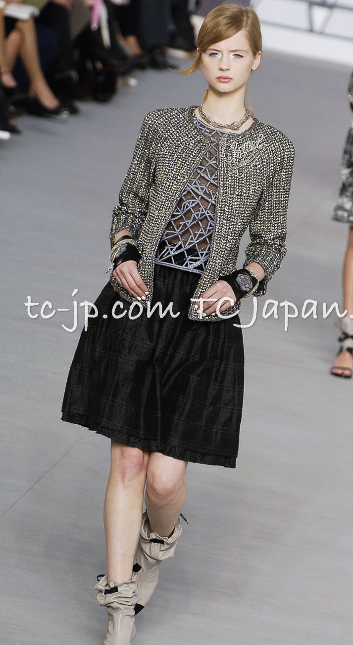 CHANEL 06S Grey Silver Metallic trim Jacket 44 46 シャネル グレー・シルバー・メタリック トリム・ジャケット