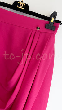 CHANEL 12PF Pink Silk Draped Elegant Skirt 38 シャネル ピンク・シルク・ドレープ・エレガント・スカート 即発