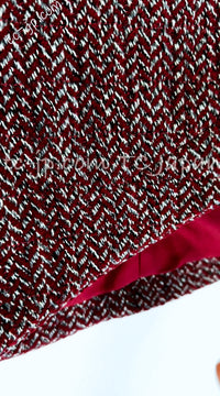 CHANEL 08A Red Grey Wool Tweed Jacket Skirt Suit 36 シャネル レッド・グレー・ウール・ツイード・ジャケット・スカート スーツ