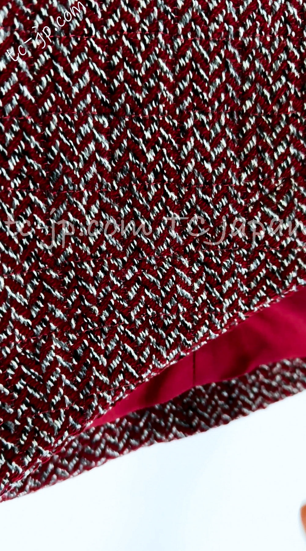CHANEL 08A Red Grey Wool Tweed Jacket Skirt Suit 36 シャネル レッド・グレー・ウール・ツイード・ジャケット・スカート スーツ