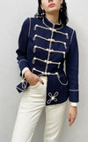 CHANEL 09S Pearl Navy Dress Jacket 34 36 シャネル ナポレオン・パール装飾・ネイビー ・ミリタリー・ワンピース・ジャケット 即発