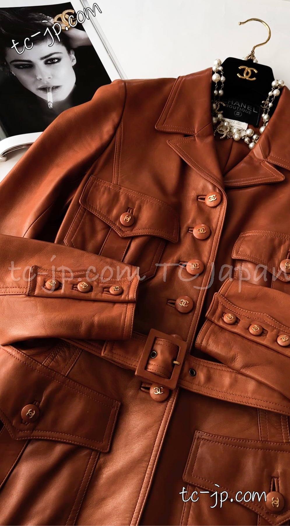 CHANEL 96A Vintage Camel Brown Lambskin Leather Jacket 36 シャネル ヴィンテージ・キャメルブラウン・ラムスキン・レザー・ジャケット 即発