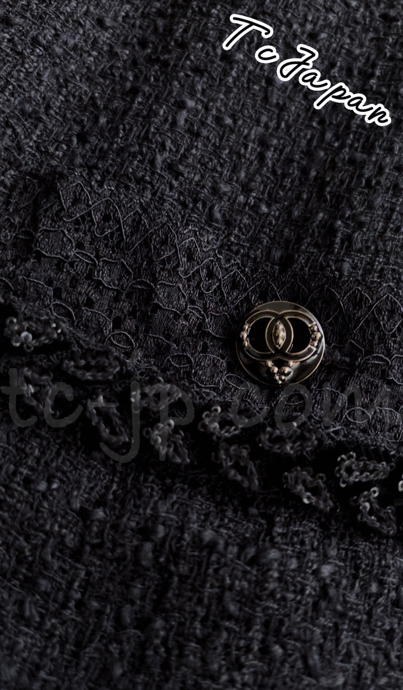 CHANEL 09C Black Jewel Embellished Mesh Lesage Tweed Jacket 36 シャネル ブラック・ジュエリー・ビーズ・メッシュレース・カーディガン・ジャケット 即発