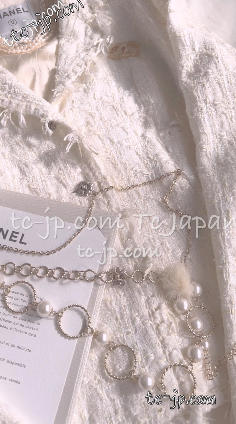 CHANEL 05C Penelope Cruz White Ivory Tweed Jacket Skirt Suit 34 36 シャネル ペネロペクルス着・ホワイト・アイボリー・ツイード・ジャケット・スカート・スーツ 即発 - TC JAPAN