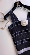 CHANEL 05A Black Silk Dress 40 シャネル ブラック・パール装飾・シルク・ワンピース