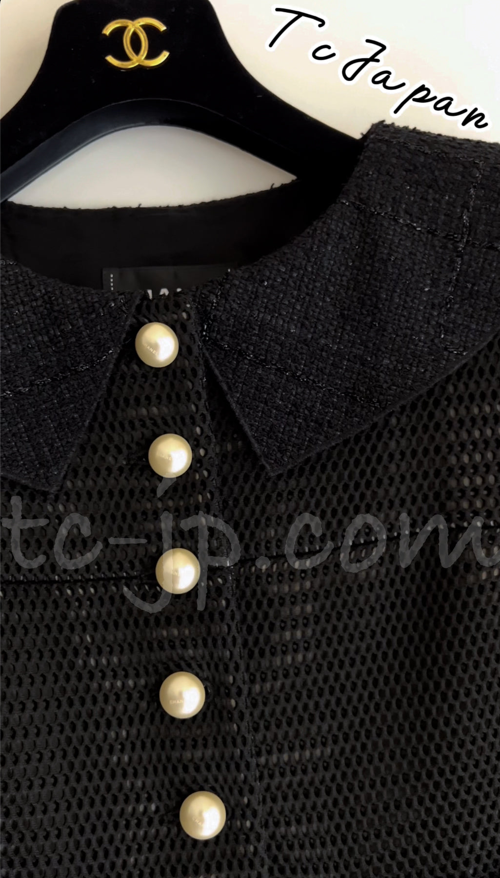 CHANEL 13S Black Pearl Button Mesh Jacket 36 40 44 シャネル ブラック・メッシュ・パールボタン・ジャケット 即発