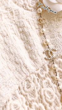 CHANEL 15PF Ivory Creme Cashmere Camellia Dress 38 42 シャネル アイボリー クリーム  カシミヤ カメリア ワンピース 即発