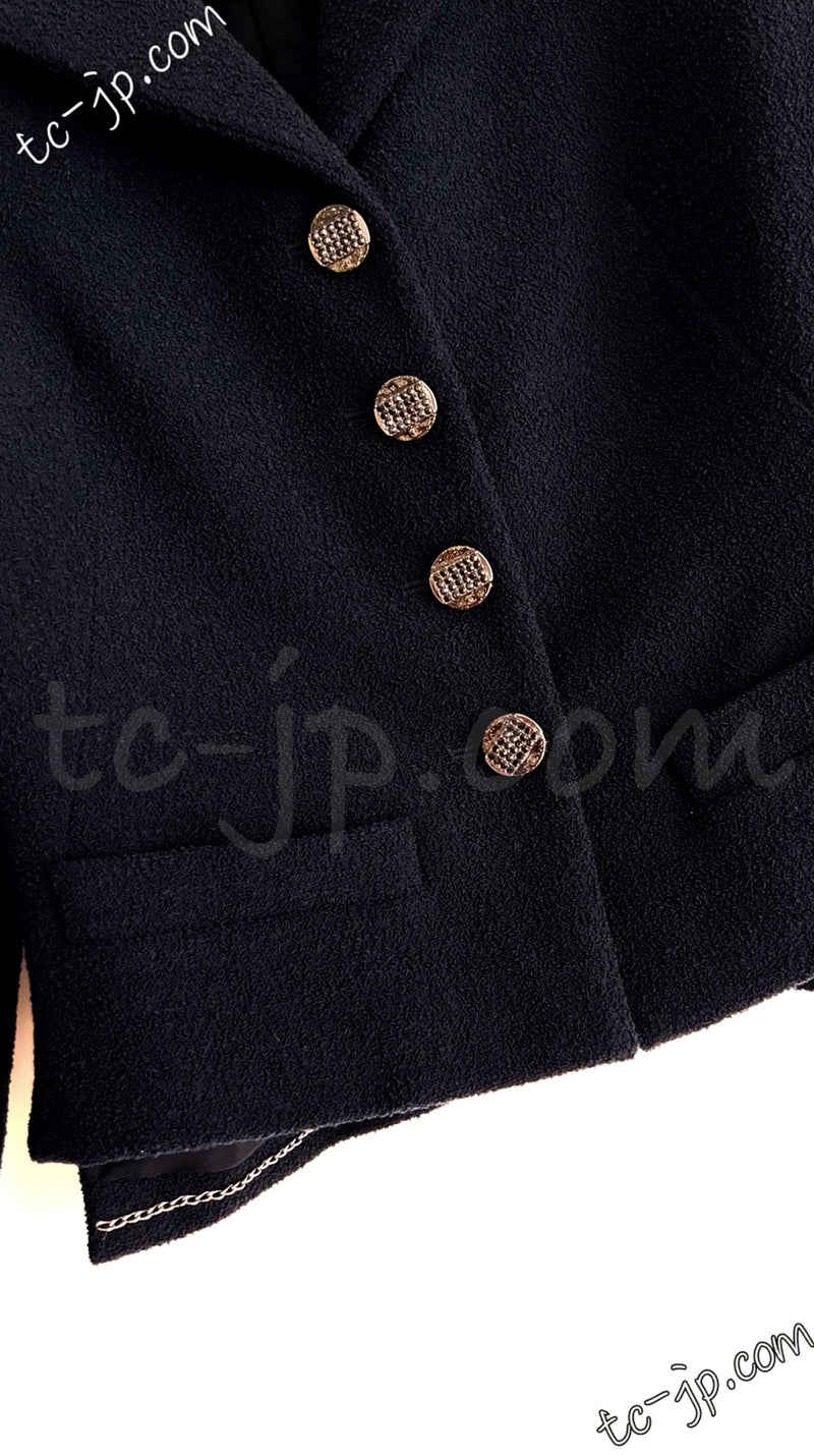 CHANEL 12C Black Rhinestone Buttons Jacket 36 40 42 シャネル ブラック ラインストーン ボタン ジャケット 即発