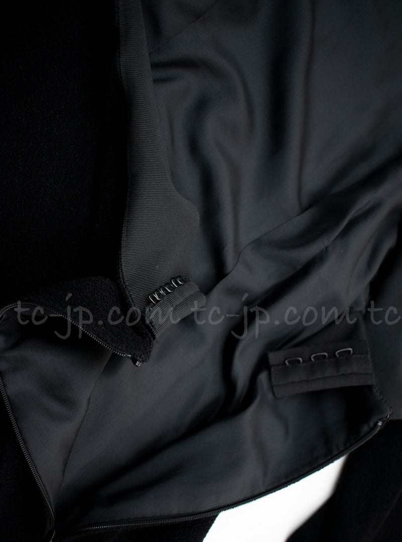 CHANEL 07A Black Navy Shawl Collar Dress 38 シャネル ブラック・ネイビー・帯・ワンピース 即発