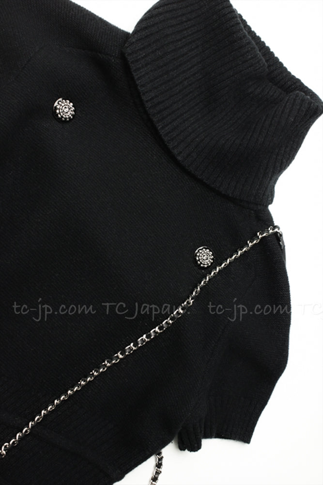 CHANEL 08A Black Cashmere Cottn Turtle Knit Dress 34 シャネル  ブラック・カシミア・コットン・ハイネック・ニット・ワンピース・君島十和子さん着 即発