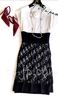 CHANEL 12S White Black Knit Dress 40 シャネル ホワイト・ブラック・ワンピース 即発
