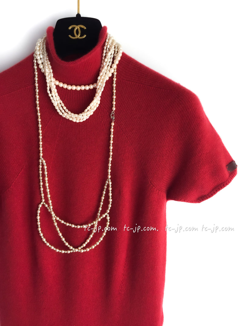 CHANEL 00A Red Cashmere Knit Dress 34 シャネル レッド・カシミア・ニット・ワンピース