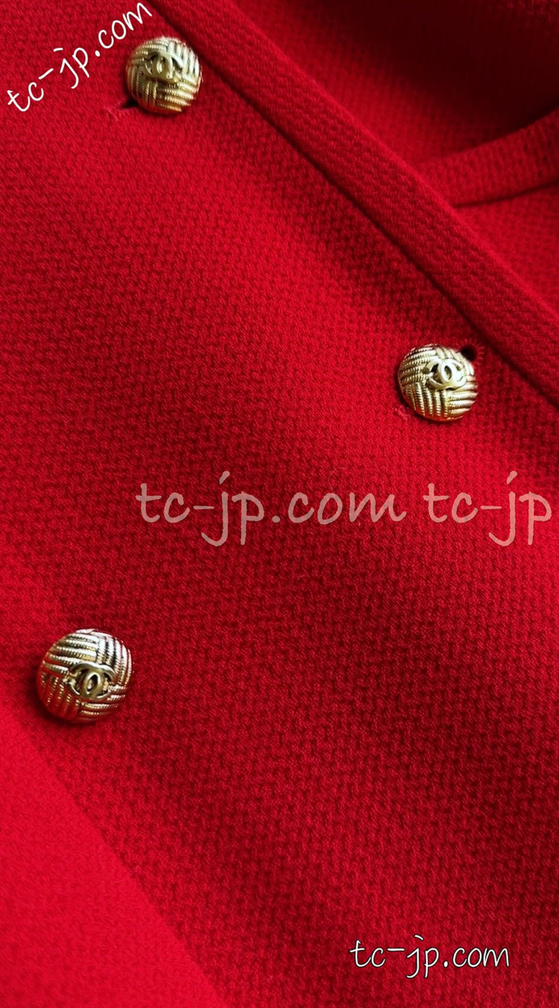 CHANEL 91A Vintage Red Wool Tweed Jacket Coat 38 シャネル ヴィンテージ レッド ウール ジャケット コート 即発