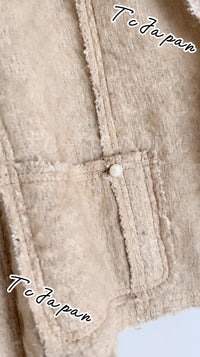 CHANEL 03S Beige Silk Cropped Cardigan Jacket 36 38 シャネル ベージュ・シルク・クロップド・カーディガン・ジャケット 即発