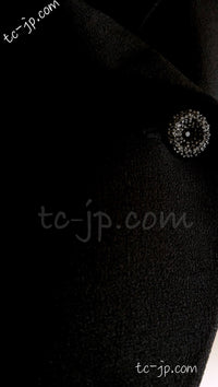 CHANEL 02C Dark Navy Black Two-Piece Swarovski Button Jacket Skirt Suit 40 シャネル 濃紺 ブラック・スワロフスキーボタン ジャケット・スカート・スーツ