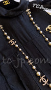 CHANEL 11A Black Silk Blend Shimmer Dress 38 シャネル ラメ プリーツ ブラック・ワンピース ドレス 即発