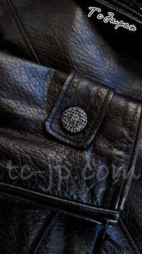 CHANEL 12A $12k Black Leather Motorcycle Jacket Coat 38 40 シャネル ブラック・モーターサイクル・レザー・ジャケット・コート 即発