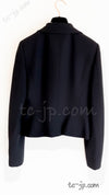 CHANEL 02C Dark Navy Black Two-Piece Swarovski Button Jacket Skirt Suit 40 シャネル 濃紺 ブラック・スワロフスキーボタン ジャケット・スカート・スーツ