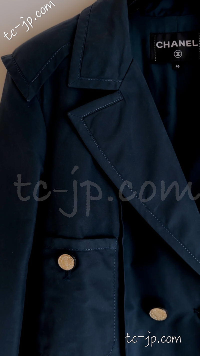 CHANEL 20C Dark Navy Olive Peacoat Jacket 46 シャネル ダーク・ネイビー・オリーブ・ピーコート・ジャケット 即発