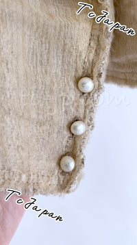 CHANEL 03S Beige Silk Cropped Cardigan Jacket 36 38 シャネル ベージュ・シルク・クロップド・カーディガン・ジャケット 即発