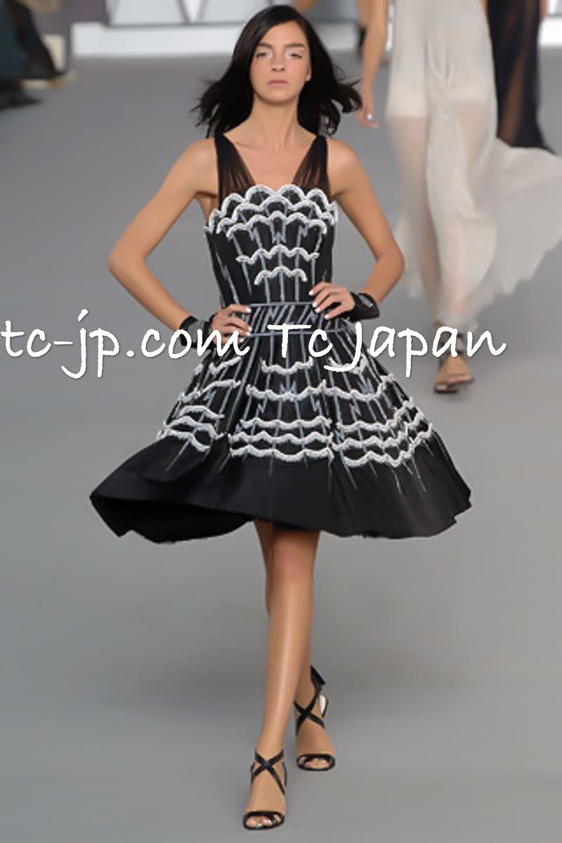 CHANEL 06S Black Peticoat Beads Sequins Silk Dress 34 シャネル ブラック・豪華装飾・ビーズ・オートクチュール技法・女優ドレス・シルク・ワンピース