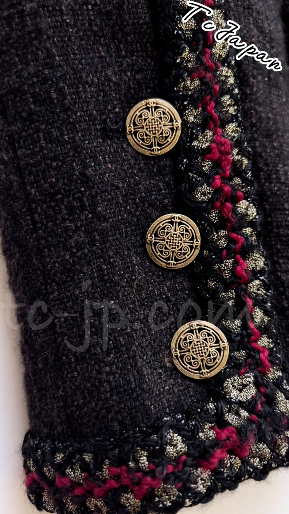 CHANEL 10PF Trimming Wool coat Dress 40 42 シャネル スタンドカラー・トリミング・ダブル・ウール・コート・ワンピース 即発 - TC JAPAN