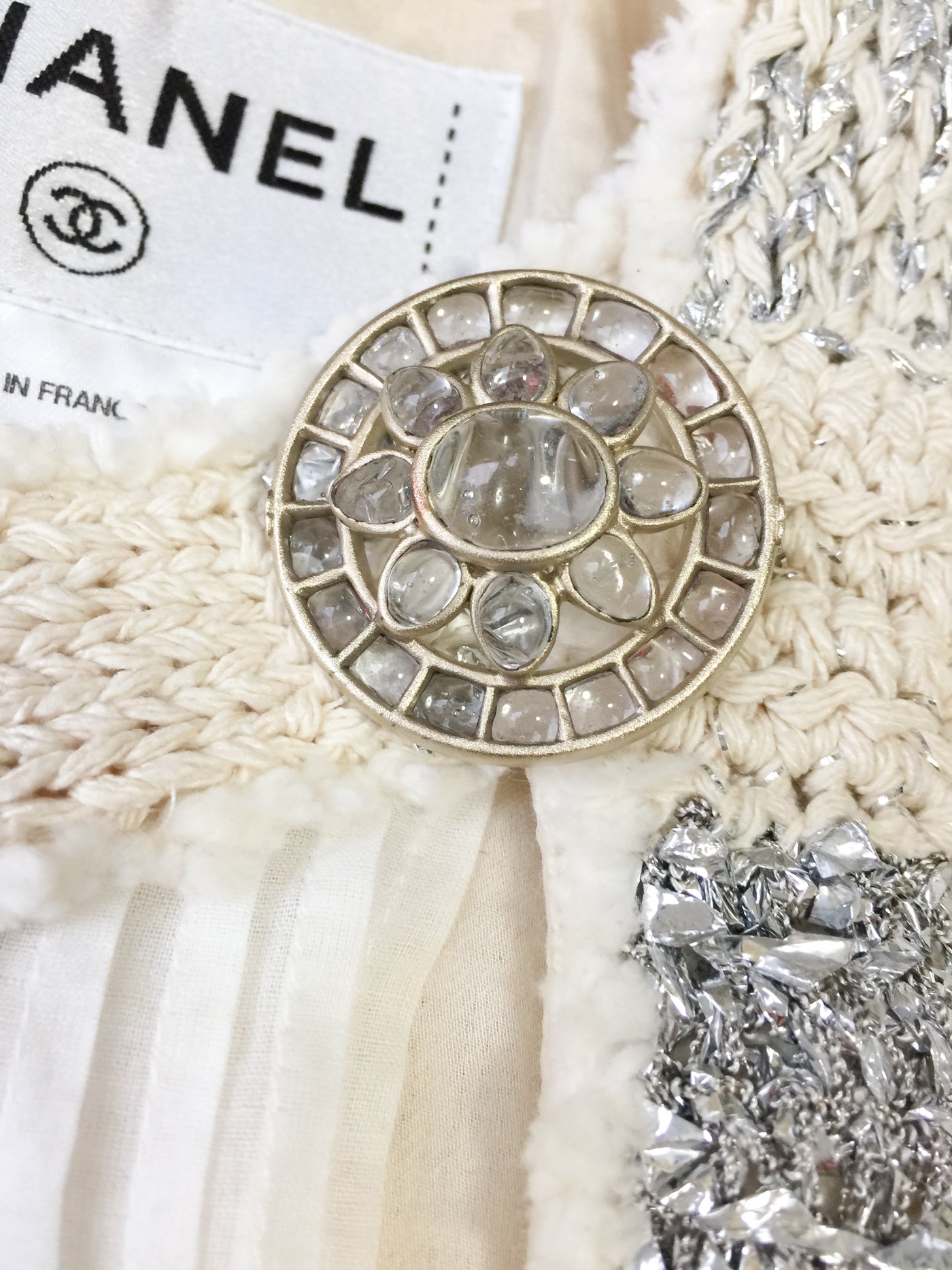 CHANEL 12PF Paris Bombay Ivory Silver Dress 34 シャネル アイボリー・シルバー・ツイード・ワンピース 即発 - TC JAPAN