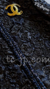 CHANEL 16B Black Navy Camellia Jacket Coat 34 シャネル カメリア 3D・ジャケット・コート