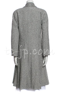 CHANEL 18PS Grey Tweed Double Long Coat 34 シャネル グレーダブル・ツイード・ロング コート