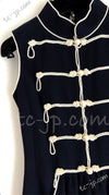 CHANEL 09S Pearl Navy Dress Jacket 34 36 シャネル ナポレオン・パール装飾・ネイビー ・ミリタリー・ワンピース・ジャケット 即発