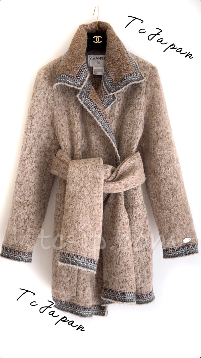 CHANEL 99A Beige Brown Alpaca Jacket Coat 38 40 42 シャネル ベージュ・ブラウン・アルパカ・コート