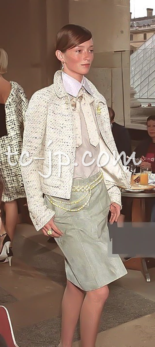 CHANEL 03C Ivory multi Wool tweed Jacket skirt Suit 38 シャネル アイボリー ミックス・ジャケット・スカート スーツ - TC JAPAN