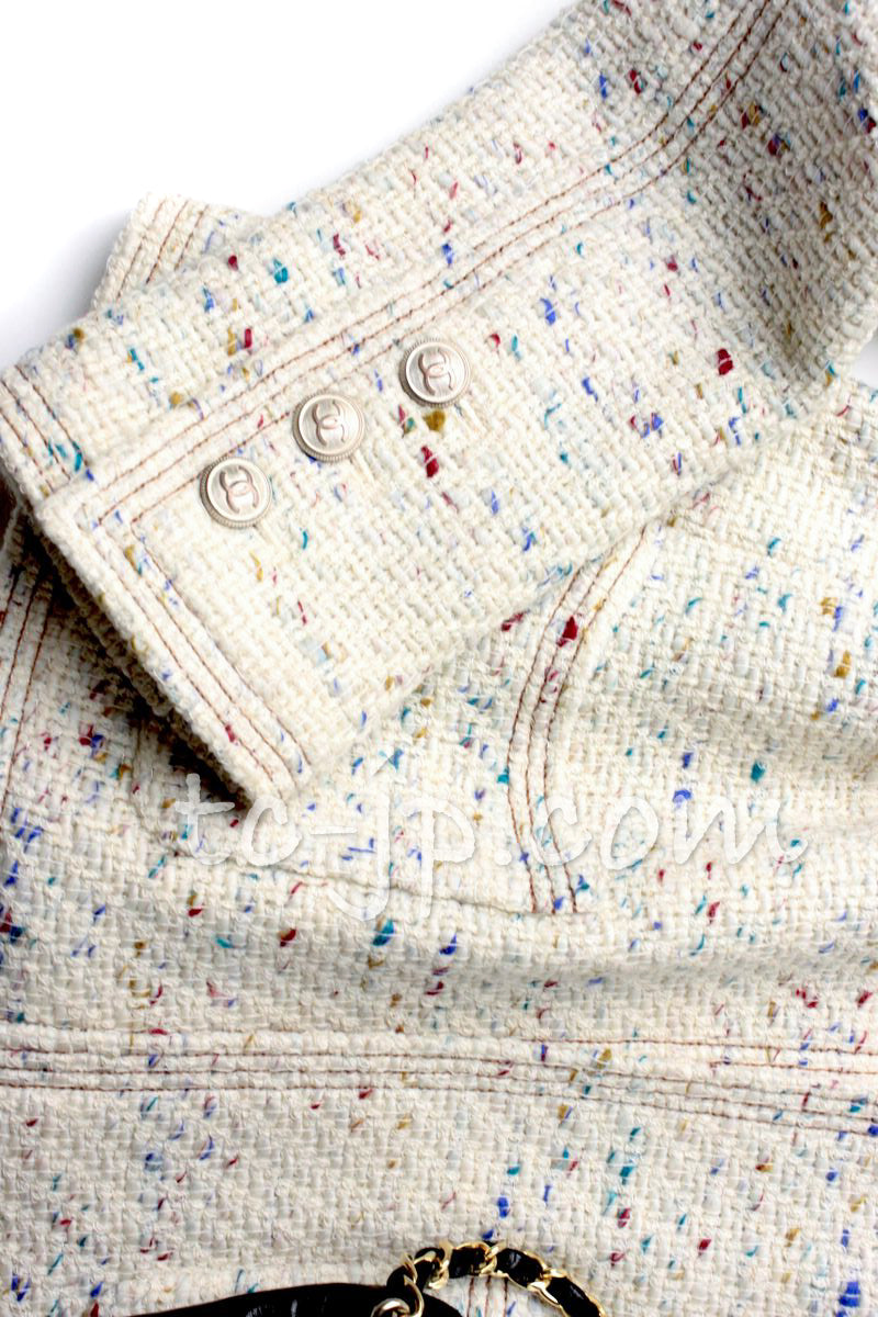 CHANEL 03C Ivory multi Wool tweed Jacket skirt Suit 38 シャネル アイボリー ミックス・ジャケット・スカート スーツ - TC JAPAN