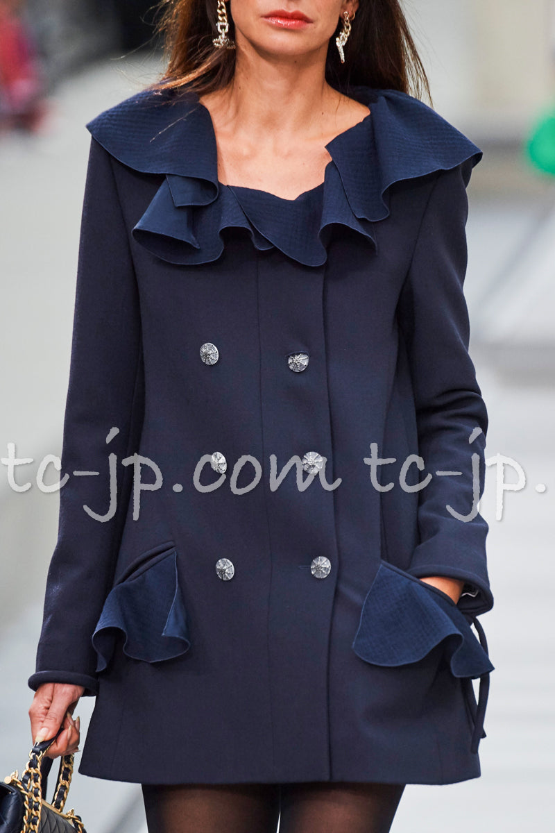 CHANEL 20S Navy Wool Jacket Coat 38 シャネル ネイビー・ウール・ジャケット・コート