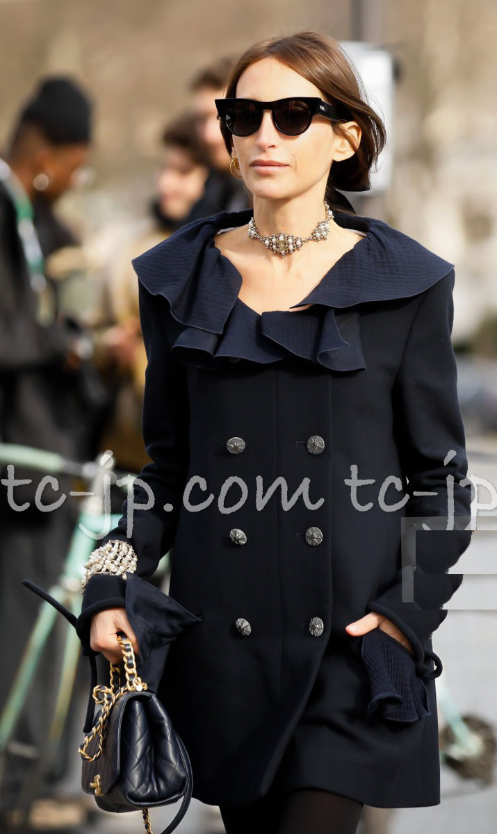 CHANEL 20S Navy Wool Jacket Coat 38 シャネル ネイビー・ウール・ジャケット・コート