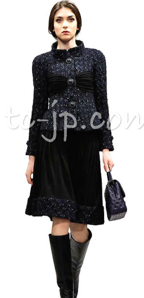 CHANEL 16B Navy Black Grey Tweed Jacket 34 シャネル ネイビー・ブラック・ツイード・ジャケット