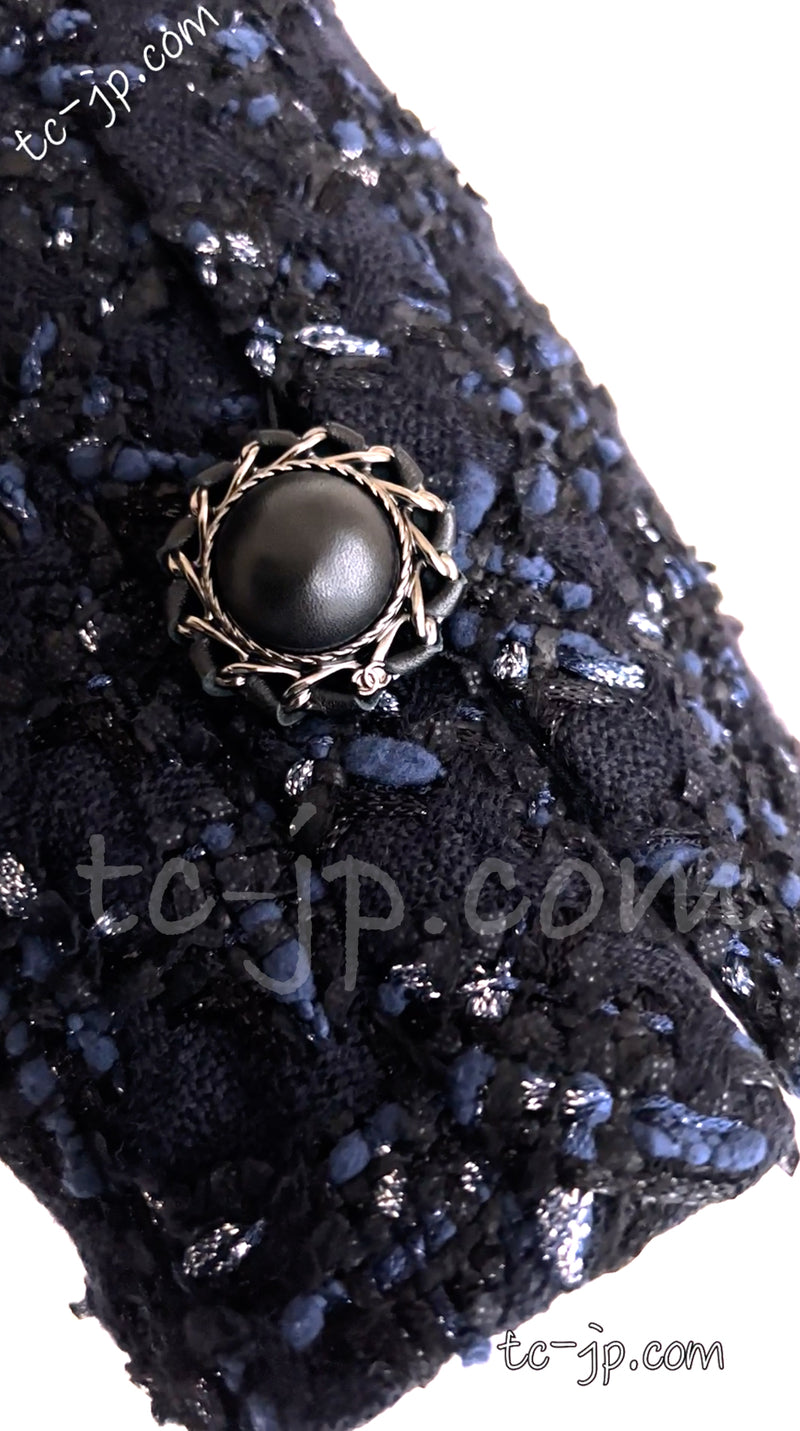 CHANEL 16B Navy Black Grey Tweed Jacket 34 シャネル ネイビー・ブラック・ツイード・ジャケット