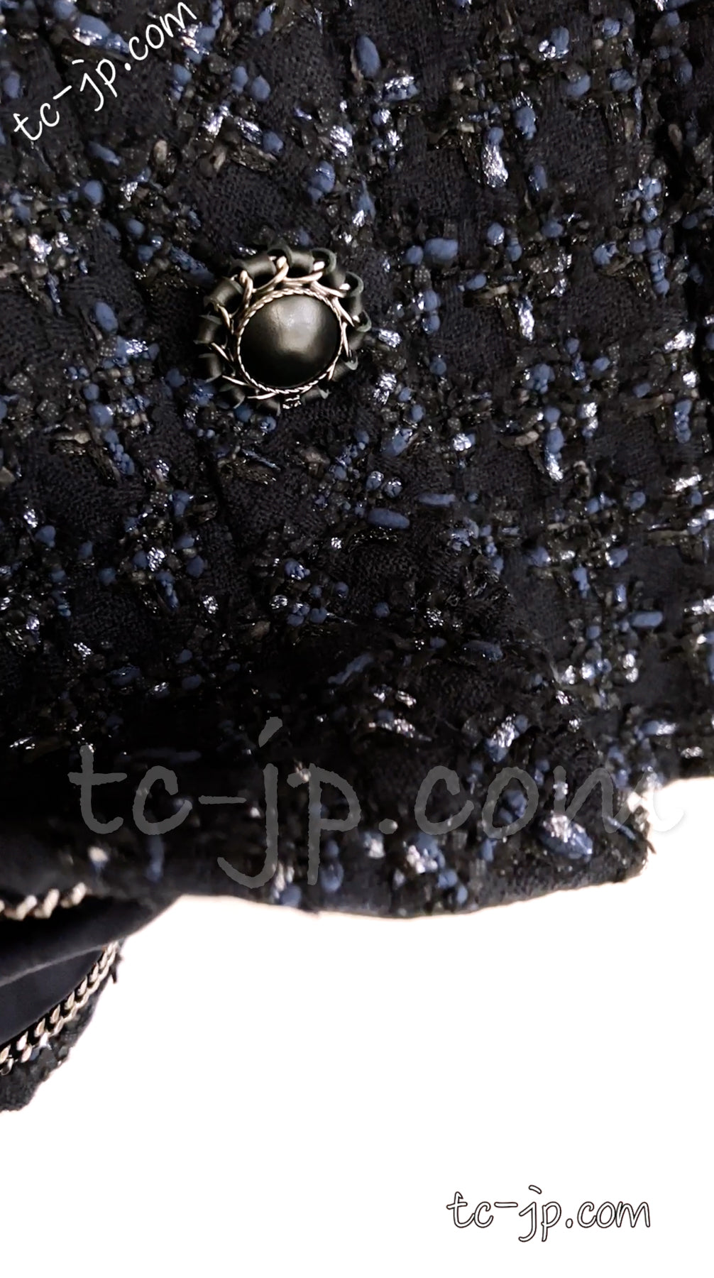 CHANEL 16B Navy Black Grey Tweed Jacket 34 シャネル ネイビー・ブラック・ツイード・ジャケット