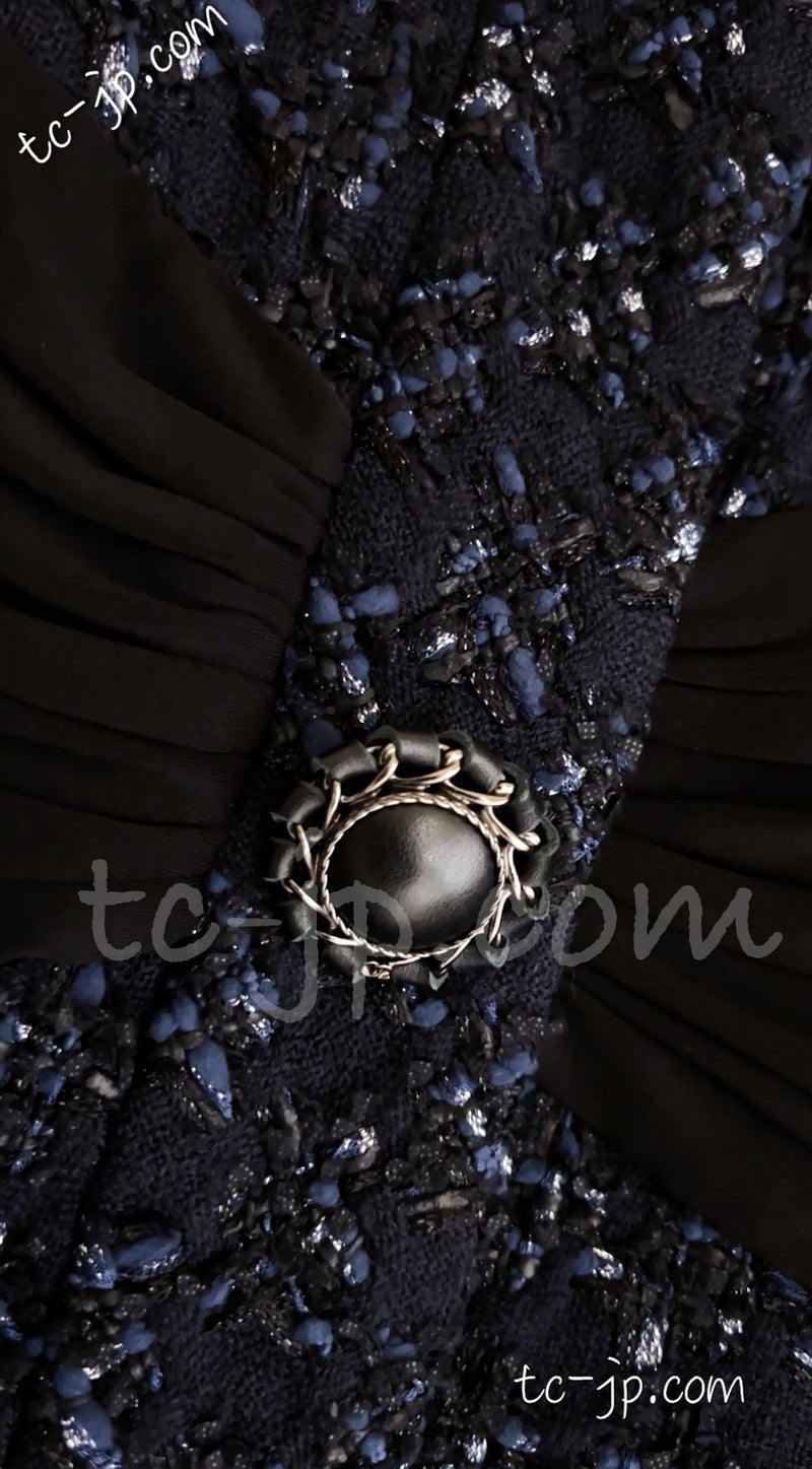 CHANEL 16B Navy Black Grey Tweed Jacket 34 シャネル ネイビー・ブラック・ツイード・ジャケット