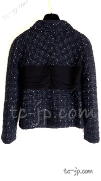 CHANEL 16B Navy Black Grey Tweed Jacket 34 シャネル ネイビー・ブラック・ツイード・ジャケット