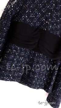 CHANEL 16B Navy Black Grey Tweed Jacket 34 シャネル ネイビー・ブラック・ツイード・ジャケット