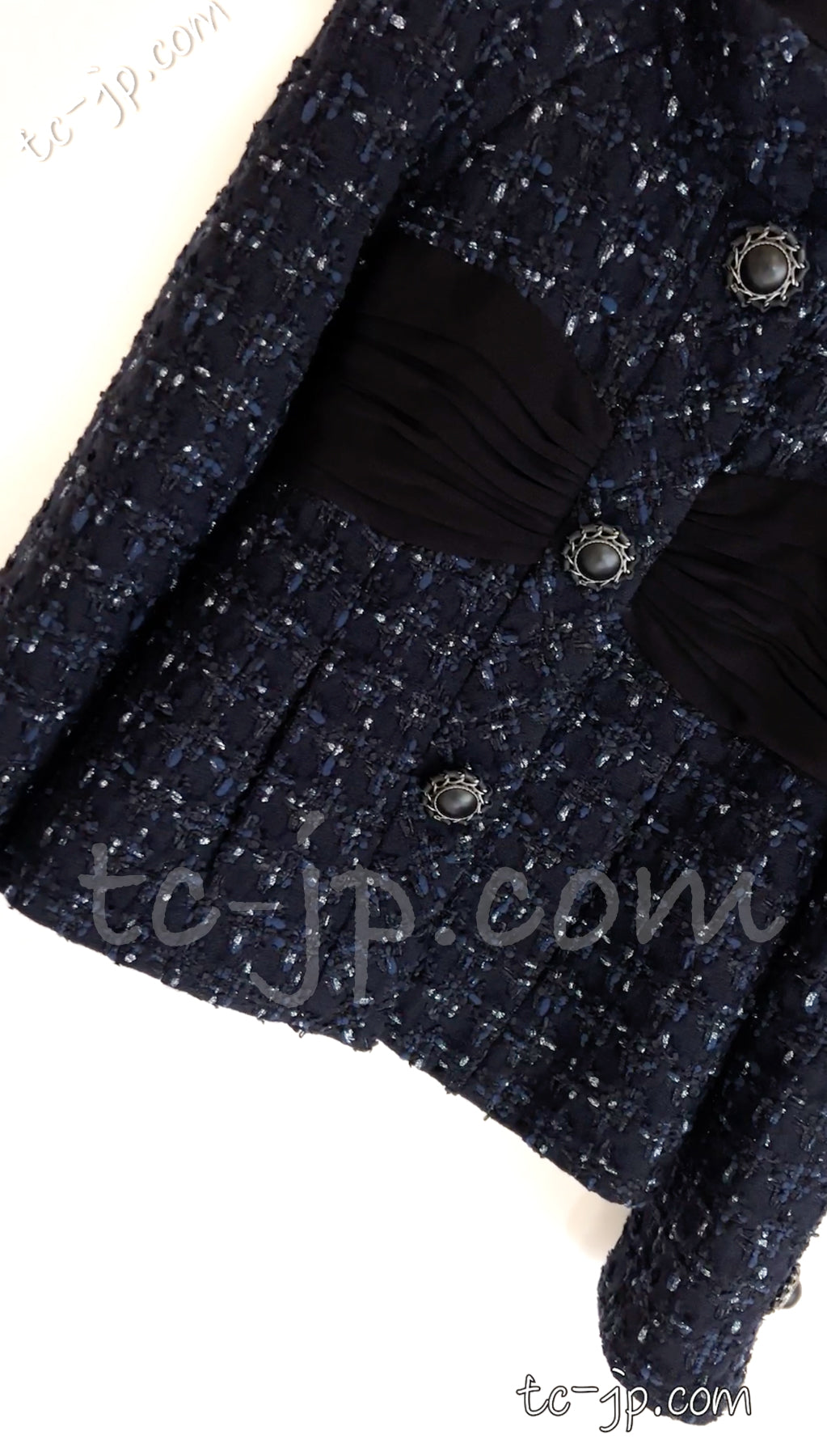 CHANEL 16B Navy Black Grey Tweed Jacket 34 シャネル ネイビー・ブラック・ツイード・ジャケット