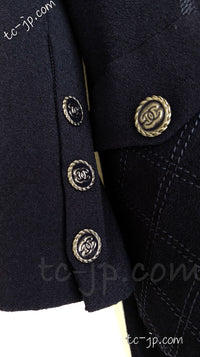 CHANEL 19S Navy Front Zipper Stitched Cardigan Jacket 44 シャネル ネイビー・ジッパーフロント・カーディガン・ジャケット 即発
