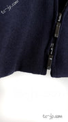 CHANEL 19S Navy Front Zipper Stitched Cardigan Jacket 44 シャネル ネイビー・ジッパーフロント・カーディガン・ジャケット 即発