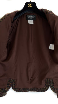CHANEL 98A Brown Multicolor Tweed Jacket 38 シャネル ブラウン・マルチカラー・ツイード・ジャケット 即発
