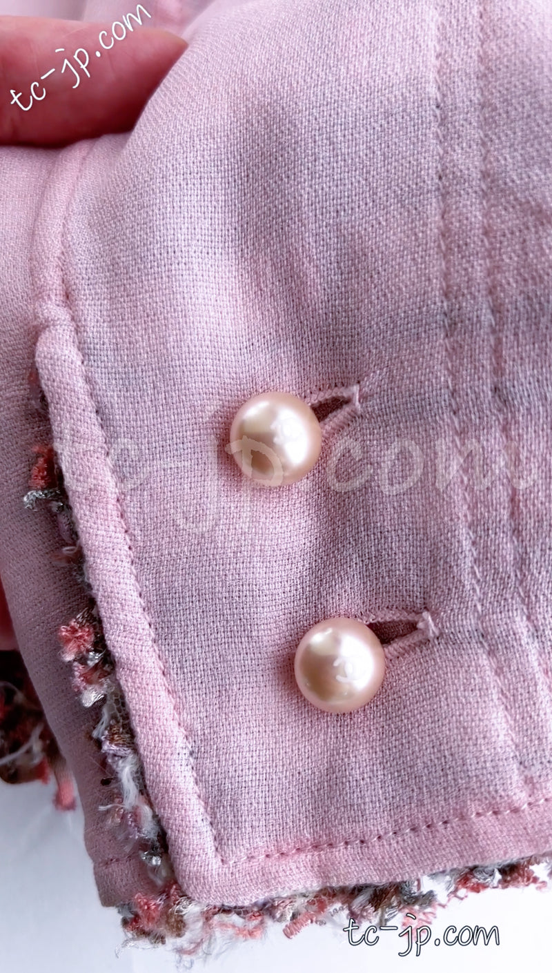 CHANEL 03S Pale Pink Open Front Jacket 38 シャネル ピンク・ツイード ジャケット 即発