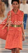 CHANEL 17C Coral Orange Zipper Cotton Tweed Dress 38 40 シャネル コーラル オレンジ コットン ジッパー ワンピース 即発